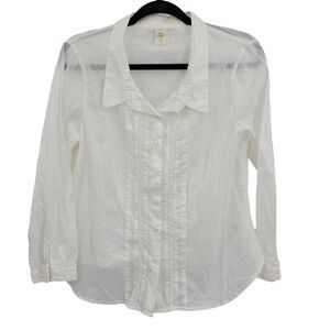 Levi's Top Womens M Cottage Core Country Pintuck Pleat Lace Button Up White